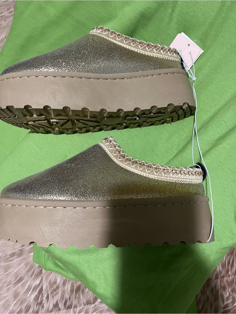 Metallic Gold Platform Slip-On Mules